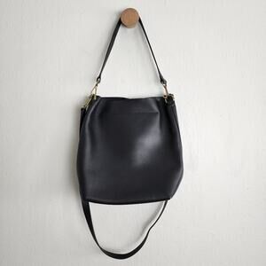 NEW Madewell Black Leather Transport Bucket Bag